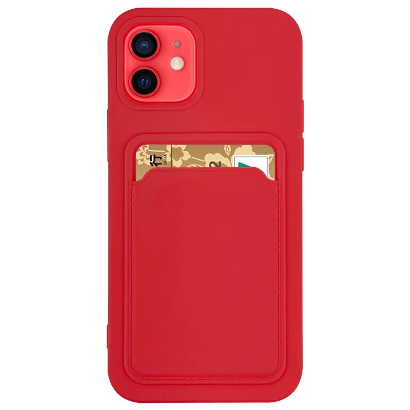 Card Case Silicone Wallet Wallet with Card Slot Documents for iPhone 12 Pro Max red