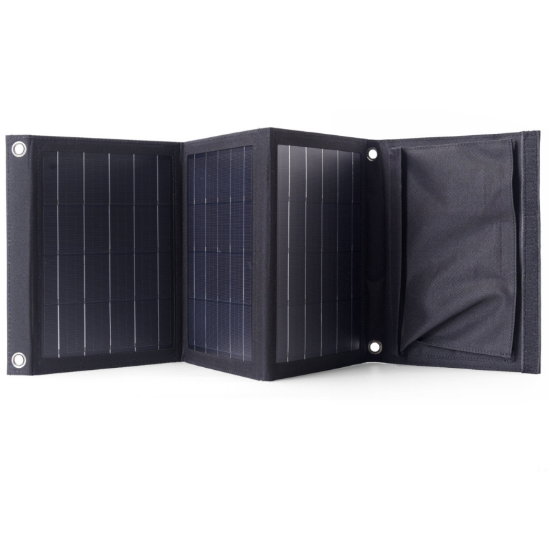 Solární turistická nabíječka Choetech 22W skládací solární nabíječka 2x USB černá (SC005)