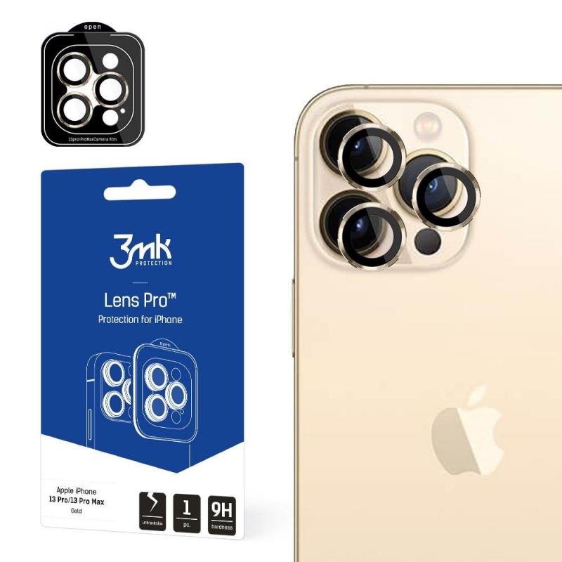 Sklo fotoaparátu iPhone 13 Pro Max / 13 Pro 9H pro 3mk Lens Protection Lens Pro Series Lens – zlaté