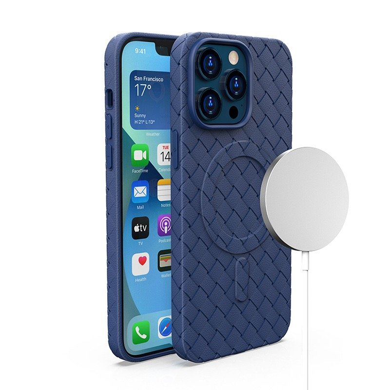 Tkané pouzdro pro iPhone 14 - tmavě modré