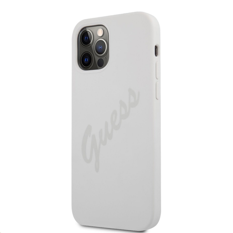 Guess Silicone Vintage Zadní Kryt pro iPhone 12/12 Pro 6.1 Cream (GUHCP12MLSVSCR)