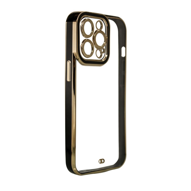 Fashion Case for iPhone 13 Gold Frame Gel Cover Black