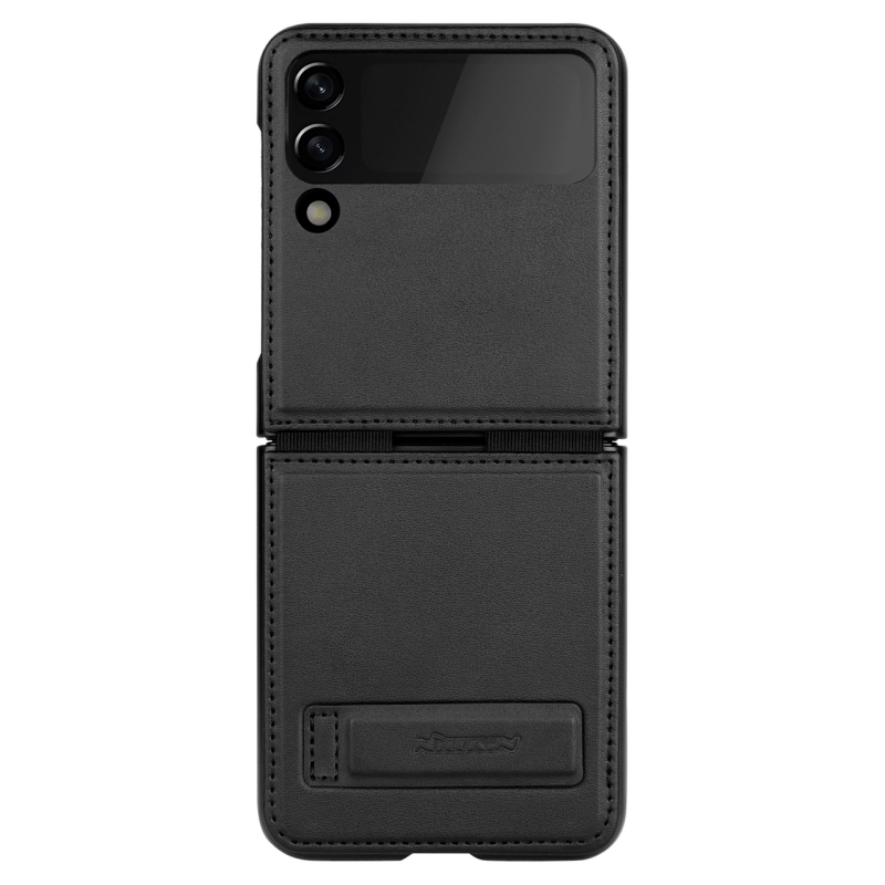 Nillkin Qin Vegan Leather Case pro Samsung Galaxy Z Flip 4 kryt z ekologické kůže stojánek černý