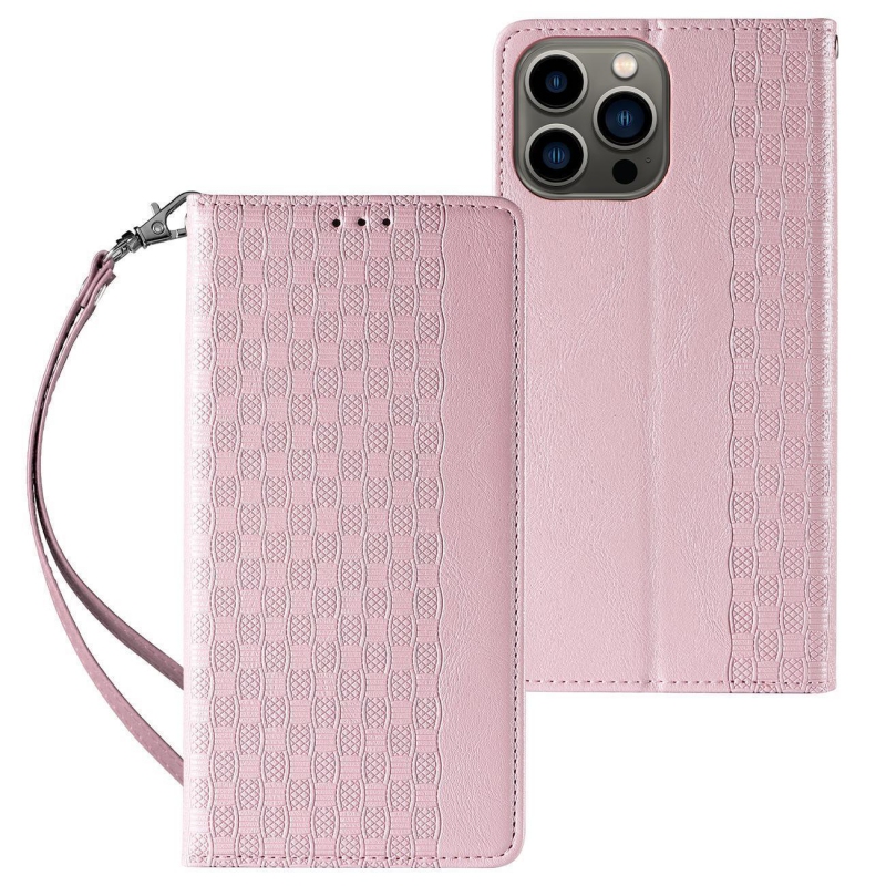 Magnet Strap Case Case For Samsung Galaxy A34 5G Flip Wallet Mini Lanyard Stand Pink