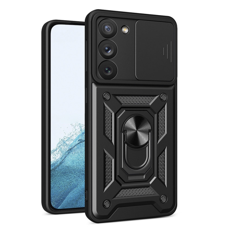 Pouzdro Hybrid Armor Camshield pro Samsung Galaxy S23 pancéřové pouzdro s krytem fotoaparátu černé