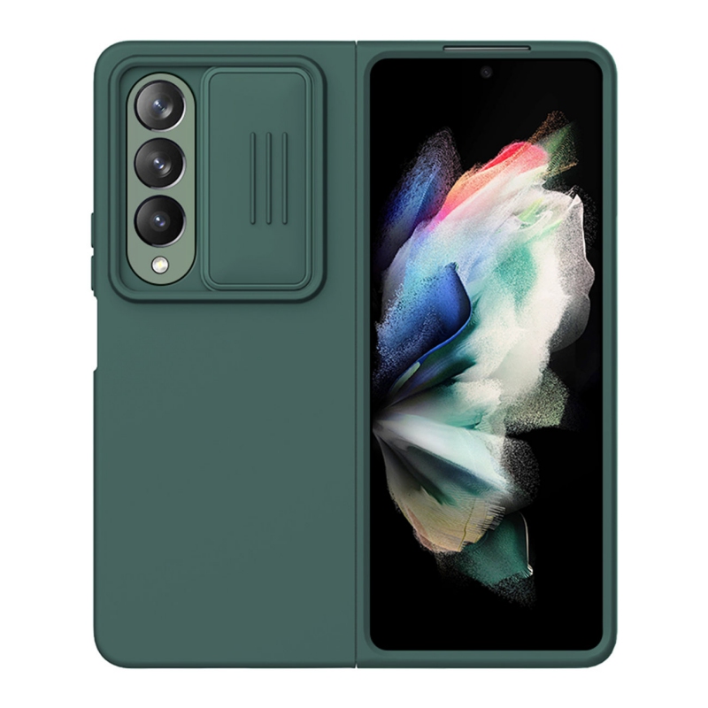 Nillkin CamShield Silky silikonové pouzdro pro Samsung Galaxy Z Fold 4 silikonový kryt s ochranou fotoaparátu zelené