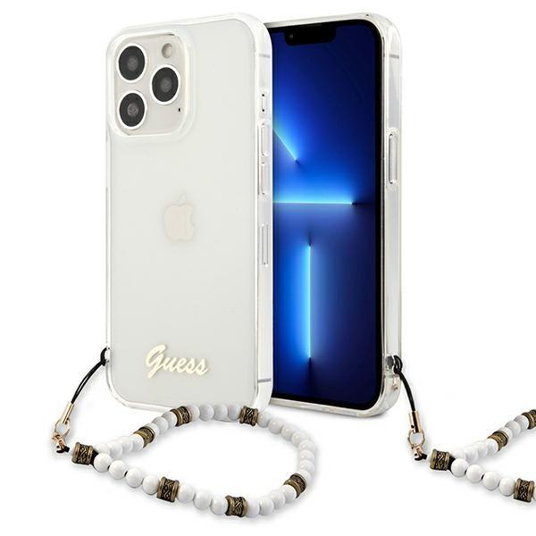 Guess GUHCP13XKPSWH iPhone 13 Pro Max 6,7" průhledné pevné pouzdro White Pearl