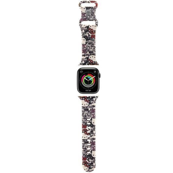 Hello Kitty Silicone Tags Graffiti pásek pro Apple Watch 38/40/41 mm - béžový