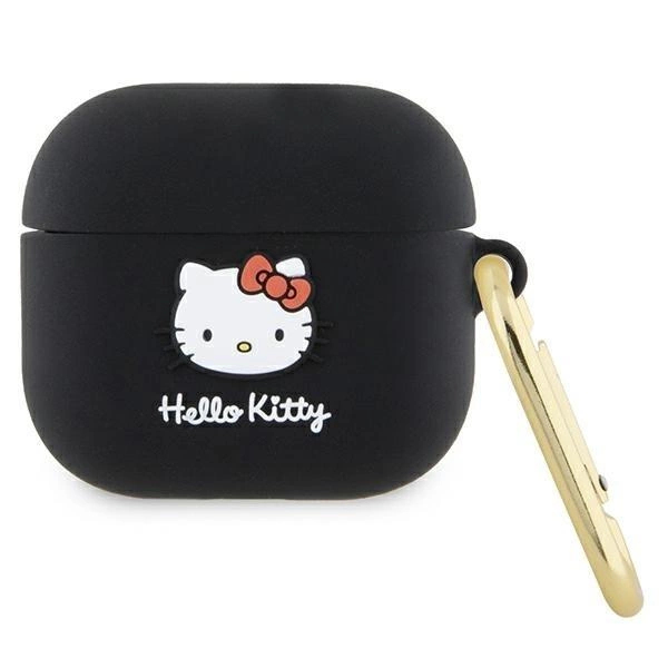 Silikonové pouzdro Hello Kitty 3D Kitty Head pro AirPods 3 - černé