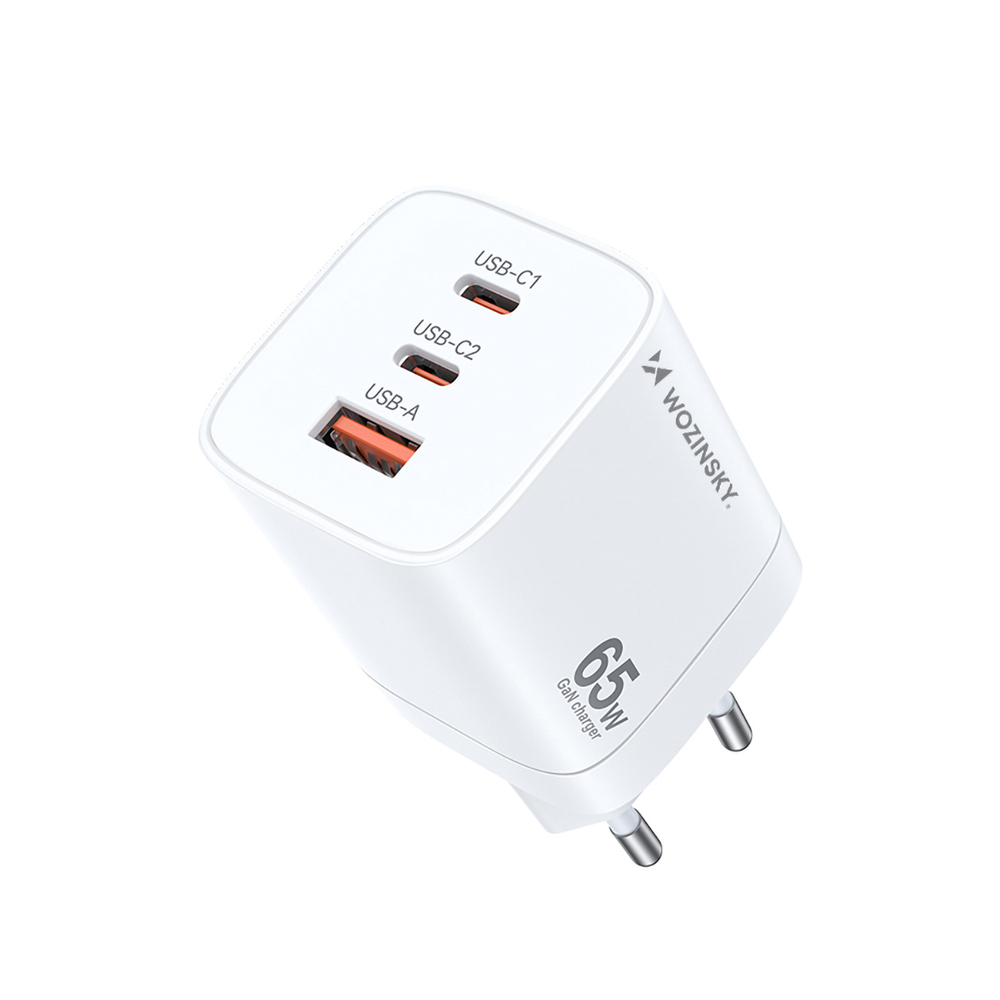 Wozinsky CGWCW 65W GaN Wall Charger USB-A / 2 x USB-C - White