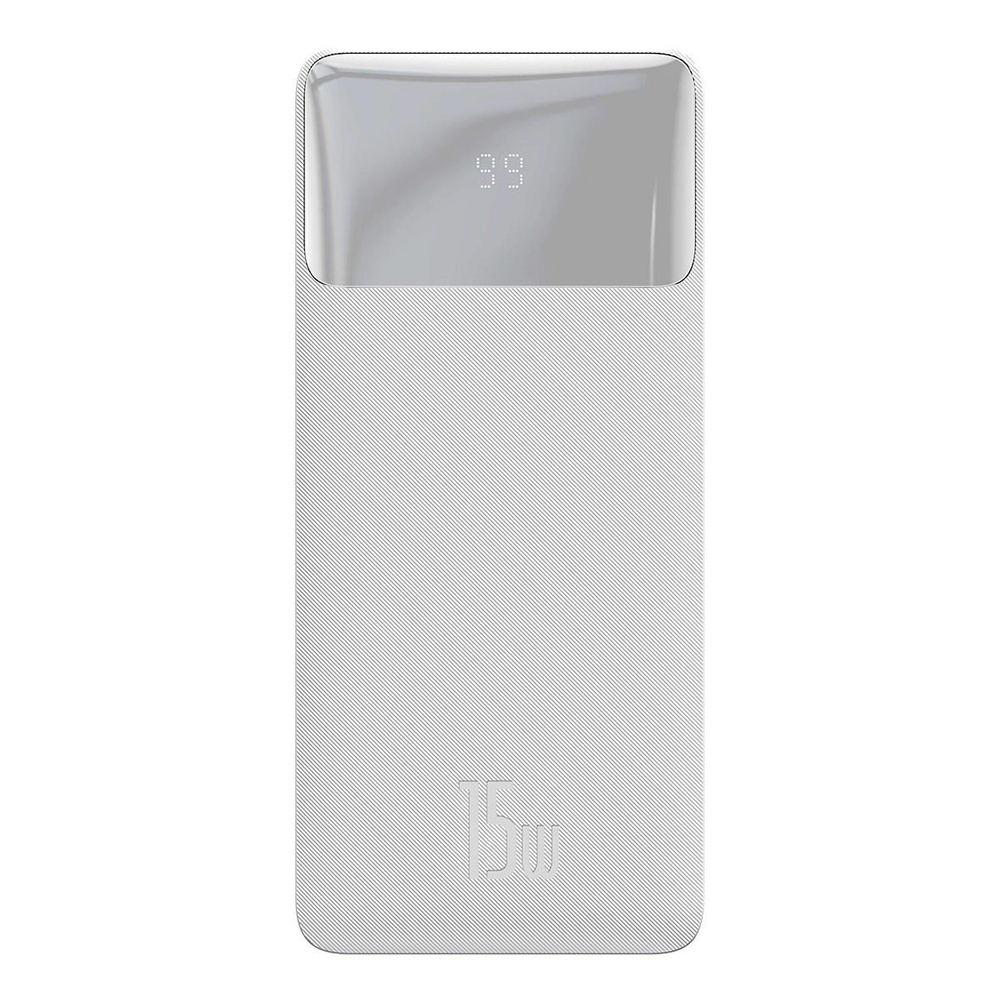 Baseus Bipow powerbank with display 10000mAh 15W white (Overseas Edition) + USB-A - Micro USB cable 0.25m white (PPBD050002)