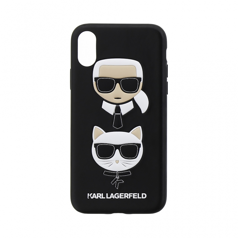 Karl Lagerfeld Karl and Choupette Hard Case Black pro iPhone X / XS (KLHCPXKICKC)