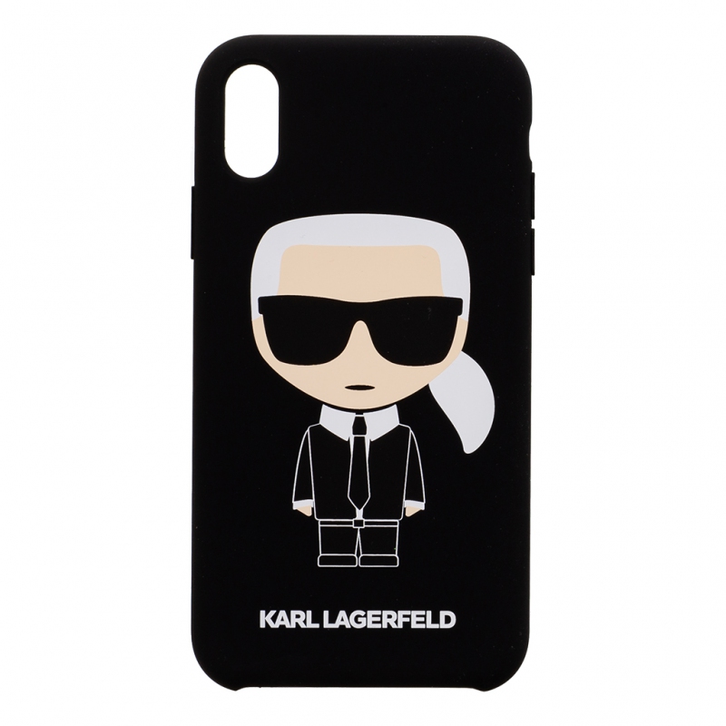 Karl Lagerfeld Full Body Iconic Silikonové Pouzdro pro iPhone XR Black (KLHCI61SLFKBK)
