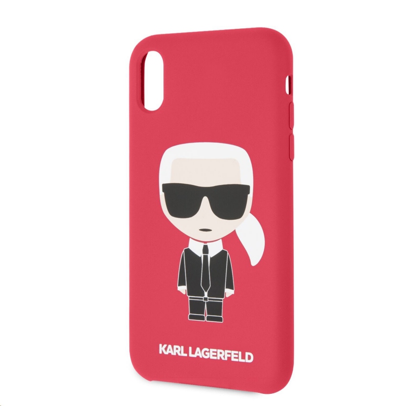 Karl Lagerfeld Full Body Iconic Silikonové Pouzdro pro iPhone XR Red (KLHCI61SLFKRE)