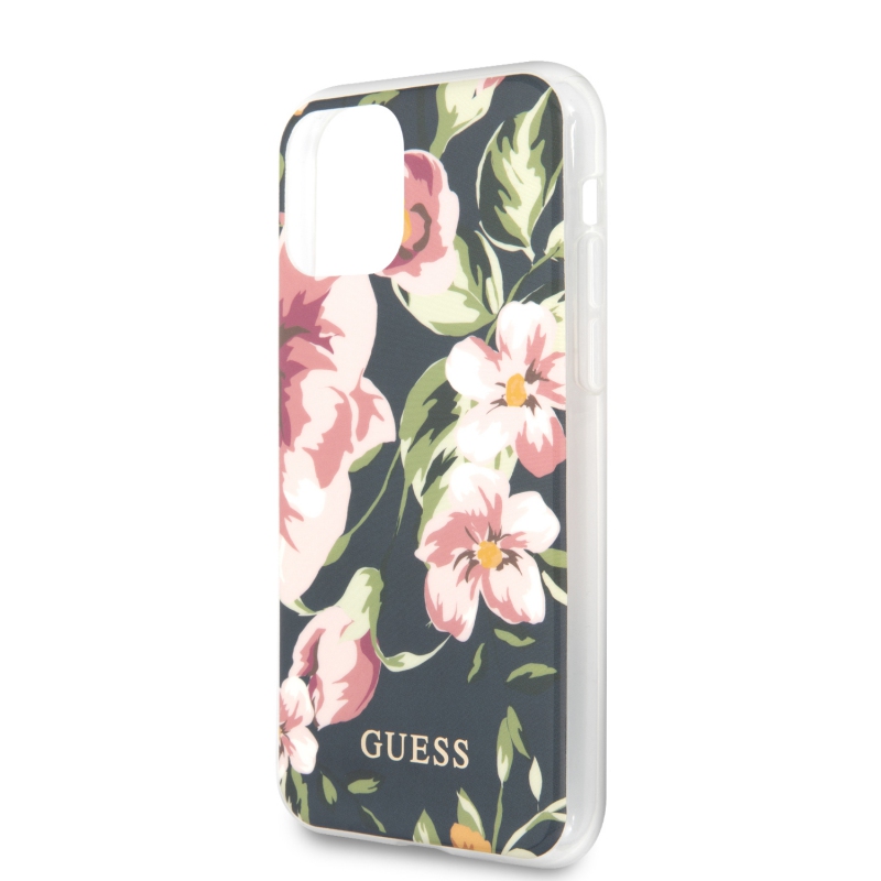 Guess Flower Shiny N.3 Zadní Kryt pro iPhone 11 Navy (GUHCN61IMLFL03)