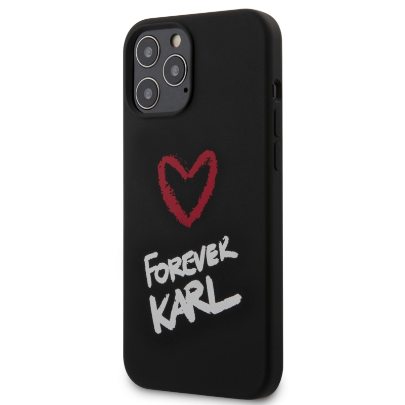 Karl Lagerfeld Forever Silikonový Kryt pro iPhone 12 Pro Max Black (KLHCP12LSILKRBK)