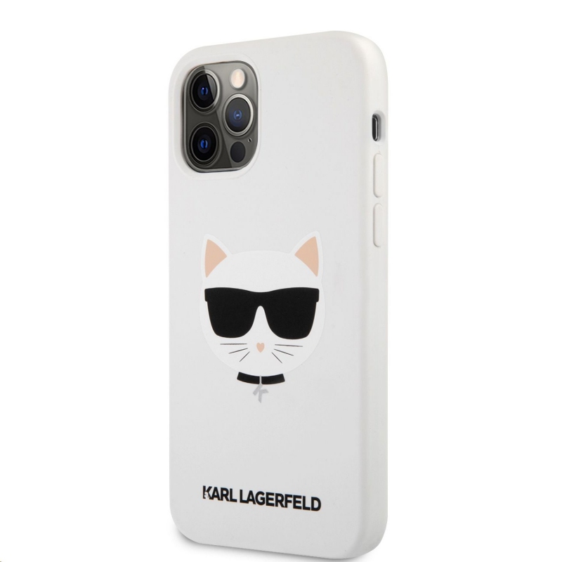 Karl Lagerfeld Choupette Head Silikonový Kryt pro iPhone 12 Pro Max 6.7 White (KLHCP12LSLCHWH)