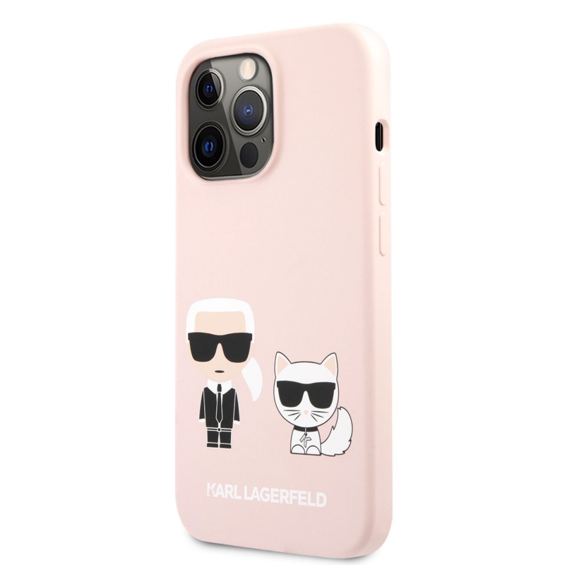 Karl Lagerfeld and Choupette Liquid Silicone Pouzdro pro iPhone 13 Pro Pink (KLHCP13LSSKCI)