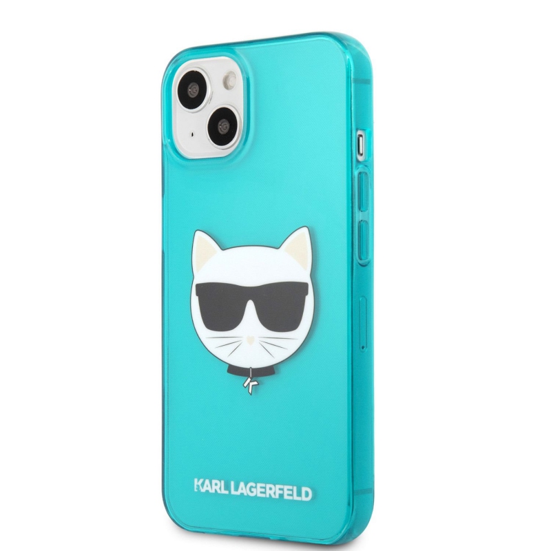 Karl Lagerfeld TPU Choupette Head Kryt pro iPhone 13 mini Fluo Blue (KLHCP13SCHTRB)