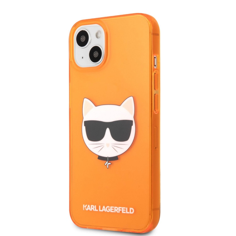 Karl Lagerfeld TPU Choupette Head Kryt pro iPhone 13 mini Fluo Orange (KLHCP13SCHTRO)