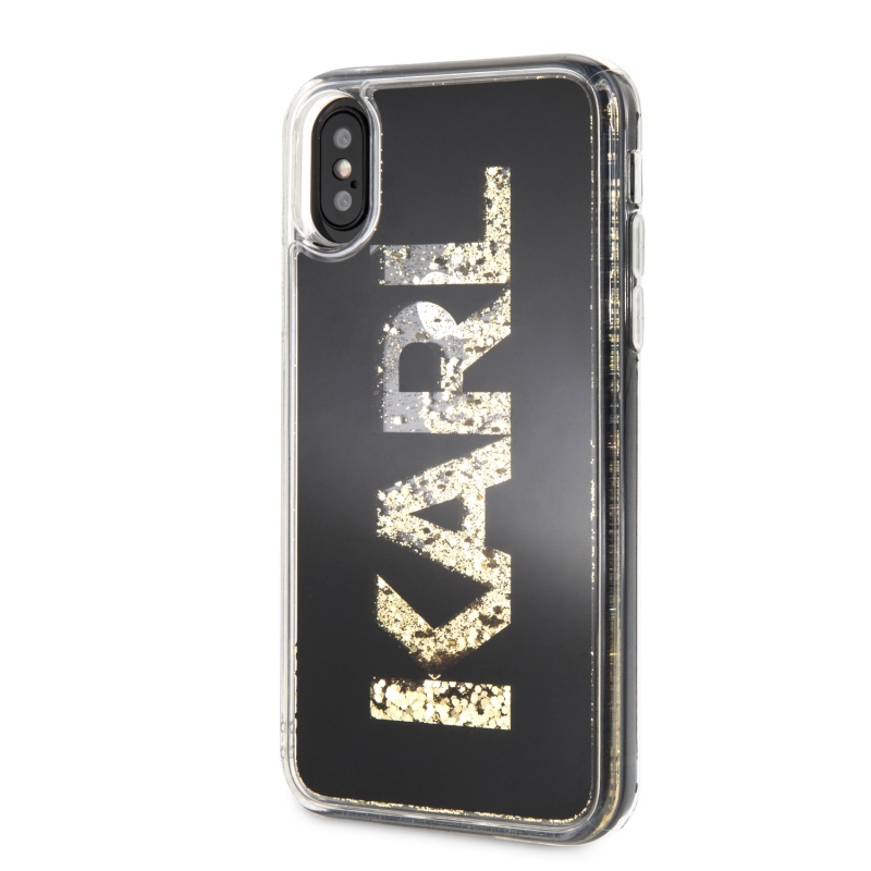 Karl Lagerfeld PC/TPU Liquid Glitter Mirror Kryt pro iPhone X/XS Black (KLHCPXKAGBK)