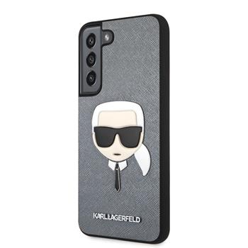 KLHCS22MSAKHSL Karl Lagerfeld PU Saffiano Karl Head Zadní Kryt pro Samsung Galaxy S22+ Silver