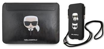 Karl Lagerfeld Kožené Sleeve Pouzdro pro MacBook Air/Pro + K&C Head Saffiano PU Pouch S/M Black