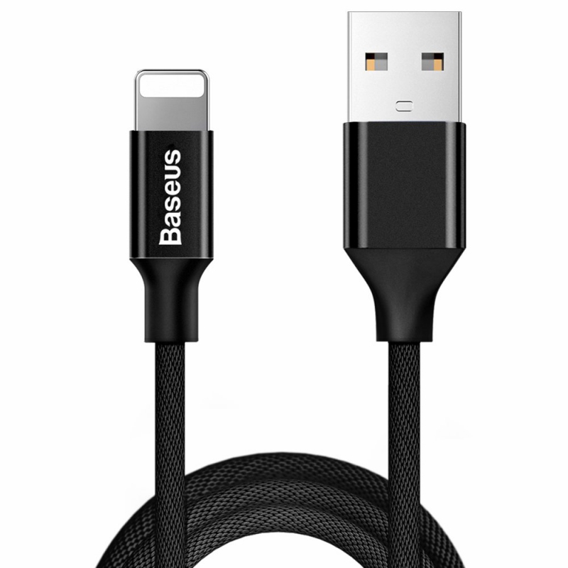 Textilní pletený kabel Baseus Yiven USB / Lightning 1,8M černý (CALYW-A01)