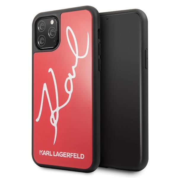 Karl Lagerfeld KLHCN65DLKSRE iPhone 11 Pro Max červený/červený pevný obal Signature Glitter