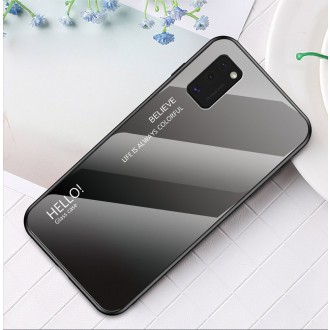 Gradient Glass Durable Cover with Tempered Glass Back Samsung Galaxy A41 black-blue