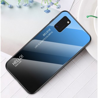 Gradient Glass Durable Cover with Tempered Glass Back Samsung Galaxy A41 black-blue