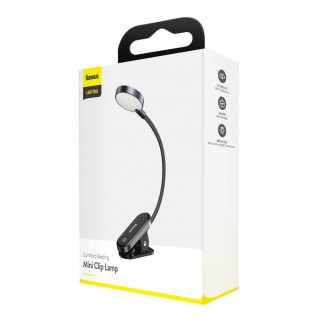 Baseus mini LED reading lamp with clip gray (DGRAD-0G)