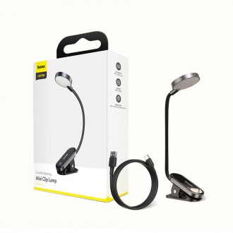 Baseus mini LED reading lamp with clip gray (DGRAD-0G)