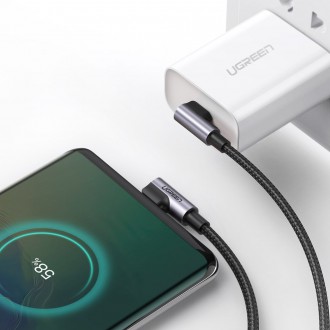 Ugreen angle cable with side plug USB Type C - USB Type C Power Delivery Quick Charge FCP 3 A 1 m gray (70529 US323)