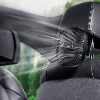 Baseus Vehicle mounted Backseat wireless Fan car headrest windmill black (CXZR-01)