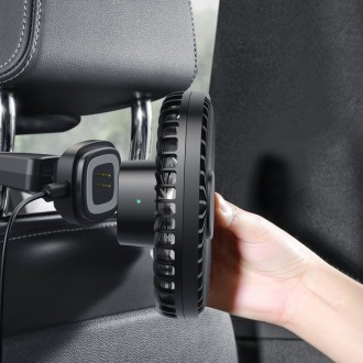 Baseus Vehicle mounted Backseat wireless Fan car headrest windmill black (CXZR-01)