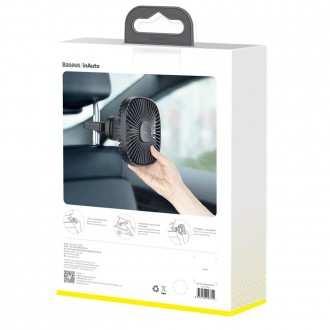 Baseus Vehicle mounted Backseat wireless Fan car headrest windmill black (CXZR-01)
