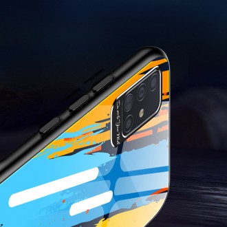 Color Glass Case Durable Cover with Tempered Glass Back and camera cover Samsung Galaxy A51 pattern 1