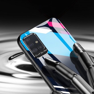 Color Glass Case Durable Cover with Tempered Glass Back and camera cover Samsung Galaxy A51 pattern 1