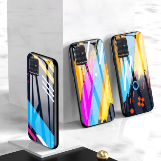 Color Glass Case Durable Cover with Tempered Glass Back and camera cover Samsung Galaxy A51 pattern 1