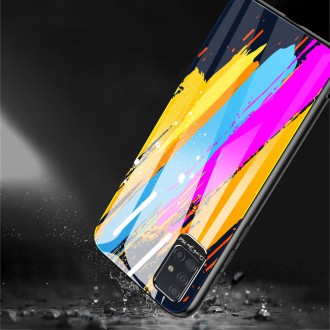 Color Glass Case Durable Cover with Tempered Glass Back and camera cover Samsung Galaxy A51 pattern 1
