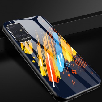 Color Glass Case Durable Cover with Tempered Glass Back and camera cover Samsung Galaxy A51 pattern 1