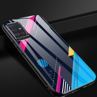 Color Glass Case Durable Cover with Tempered Glass Back and camera cover Samsung Galaxy A51 pattern 1