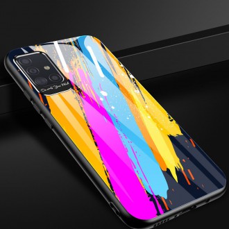 Color Glass Case Durable Cover with Tempered Glass Back and camera cover Samsung Galaxy A51 pattern 1