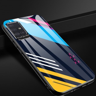 Color Glass Case Durable Cover with Tempered Glass Back and camera cover Samsung Galaxy A51 pattern 1
