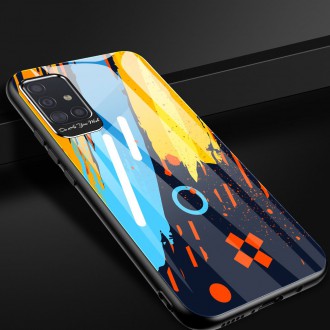 Color Glass Case Durable Cover with Tempered Glass Back and camera cover Samsung Galaxy A51 pattern 1