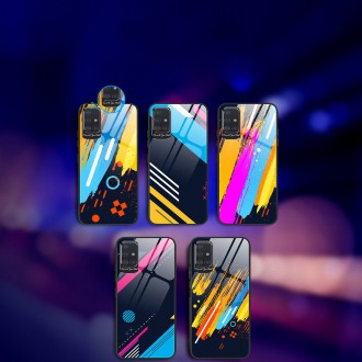 Color Glass Case Durable Cover with Tempered Glass Back and camera cover Samsung Galaxy A51 pattern 1