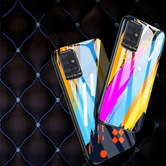 Color Glass Case Durable Cover with Tempered Glass Back and camera cover Samsung Galaxy A51 pattern 1