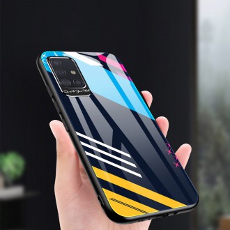 Color Glass Case Durable Cover with Tempered Glass Back and camera cover Samsung Galaxy A51 pattern 1
