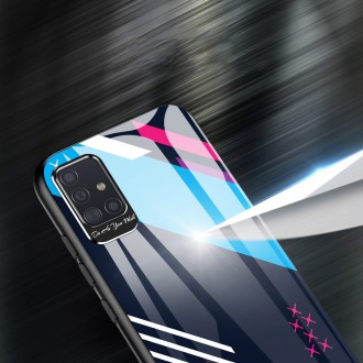 Color Glass Case Durable Cover with Tempered Glass Back and camera cover Samsung Galaxy A51 pattern 1